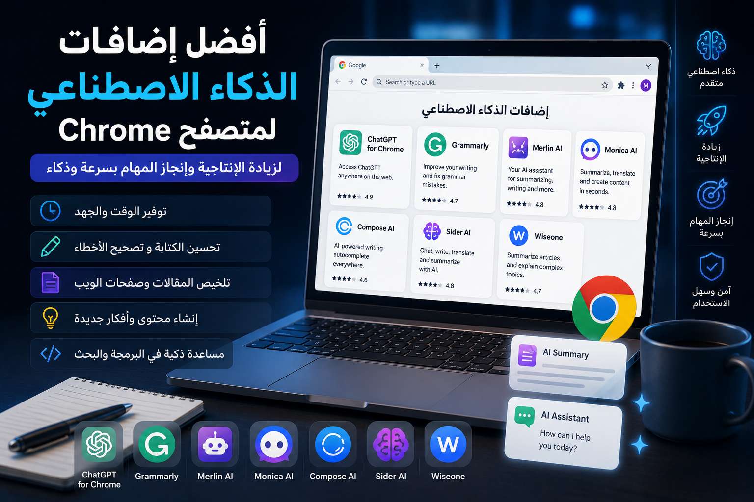 التعرف على افضل إضافات الذكاء الاصطناعي Chrome